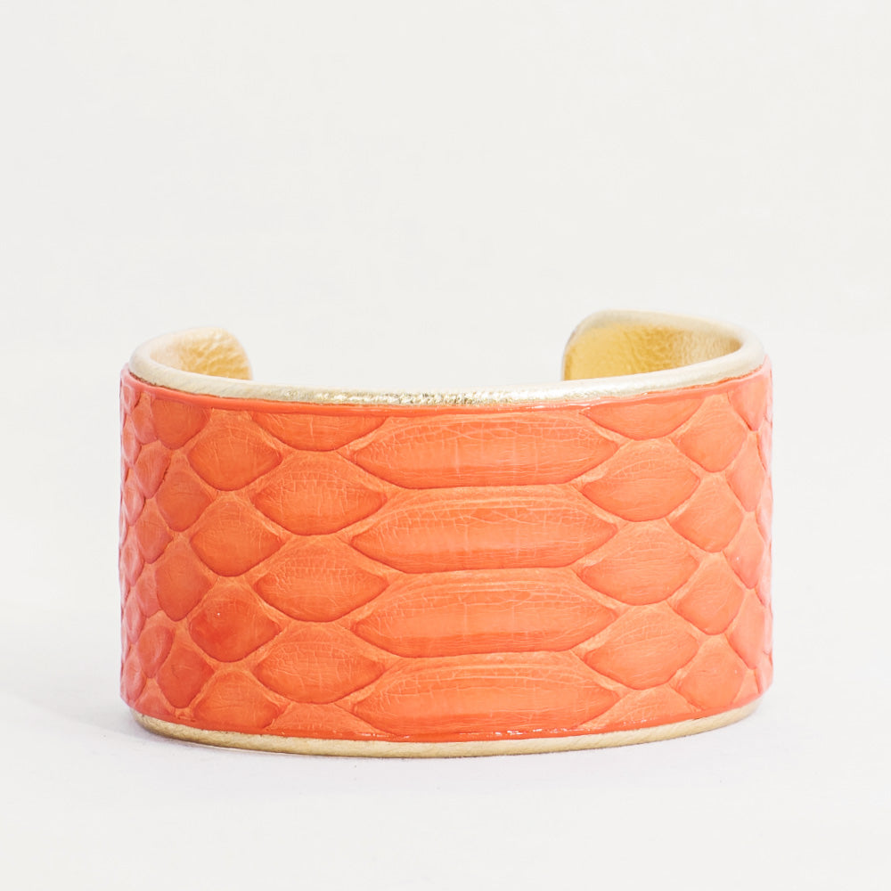 1.5” Bright Orange Python with Gold Liner Cuff