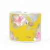 Silver White Pink Floral on Canary Yellow Leather